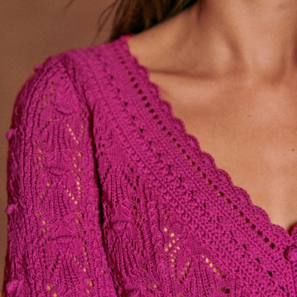 Sezane Saja Cardigan - Magenta - XXS - Picture 4 of 7